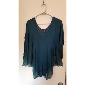 M free people dolman sleeve top with mesh trim